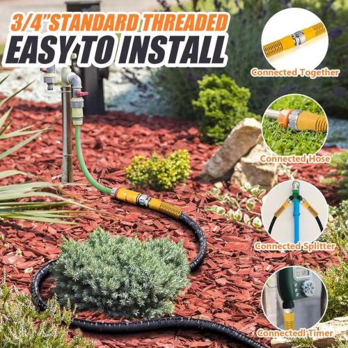 2025 Upgrade Thickened Flat Garden Soaker Hose 100 FT, Flexible Water Hose Irrigation Tubing, Leakproof Drip Hose Watering for Garden, Lawn, Flower Bed (50 FT x 2Pack)