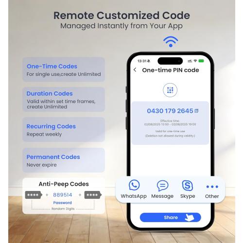 Veise VE027-L Built-in WiFi Smart Lock with Handles, Fingerprint keyless Entry Door Lock Set, App Remote & Voice Control, Electronic Deadbolt for Front Door, Touchscreen Keypad, Auto Lock, Matte Black
