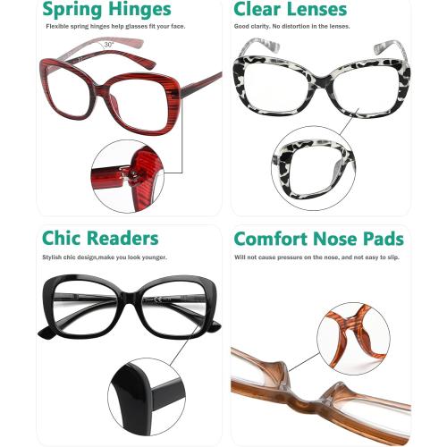 Eyekepper 4-Pack Chic Reading Glasses for Women Oversized Readers  1.75