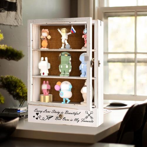 Large Shadow Box Frame 11x16 , 3.5” Deep Shadow Box with Drawers and Removable Shelves, Rustic White Color Wood Picture Display Frame Memory Box for Tickets Wedding Bouquet for Wall or Tabletop