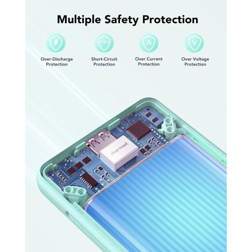 charmast Portable Charger with Built-in Cables and Plug, 10000mAh USB C Power Bank Fast Charging, External Battery Pack Slim, Travel Essentials Compatible with iPhones, Samsung Galaxy, iPad