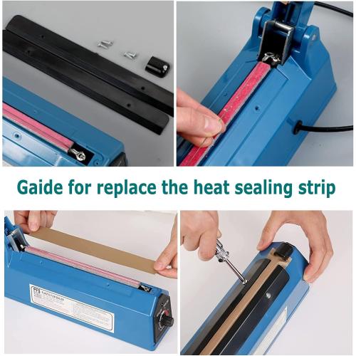 Impulse Heat Sealer Manual Bags Sealer Heat Sealing Machine 12 Inch Impulse Sealer Machine for Plastic Bags PE PP Bags with Extra Replace Element Grip
