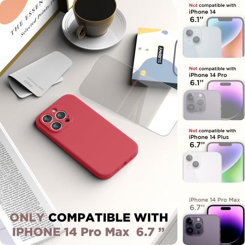 Gamma loo iPhone 13 Pro Max Case with Screen Protector, (with Camera Protection & Soft Microfiber Lining) Liquid Silicone Phone Case, Guava