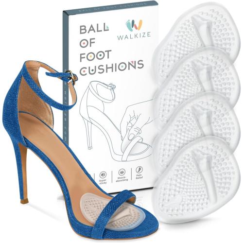Walkize Metatarsal Pads Women | Heel Inserts for Women | Ball of Foot Cushions (2 Pairs Foot Pads) All Day Pain Relief and Comfort One Size Fits Shoe Inserts (Foot Cushions Clear)