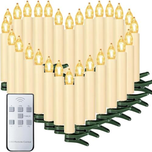 50PCS LED Flameless Candles Battery Operated Christmas Tree Candles with Remote, Button Cell Battery, Timer, Dimmer Battery Candle Flickering Warm Light Window Candle Christmas Home Decor