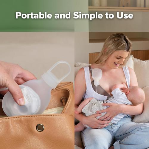 haakaa Supplemental Feeding Tube & Pouch Set, Baby Supplemental Nursing System, SNS Breastfeeding System, Food Grade Silicone, New Upgraded Design with Dual Tube Flow Control