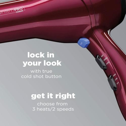 INFINITIPRO BY CONAIR Hair Dryer, 1875W Salon Performance AC Motor Hair Dryer, Conair Blow Dryer, Burgundy