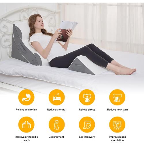 (missing the leg pillow). Wedge Pillow Set for After Surgery – 5PCS Orthopedic Bed Wedge Pillow Set for Sleeping, Body, Back and Leg Pain Relief Comfortable & Adjustable Support Pillows-Anti Snoring (Grey)