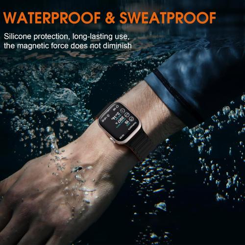 Witzon Magnetic Band Compatible with Apple Watch 45mm for Men 46mm 44mm 42mm 41mm 40mm 38mm 49mm Bands, Sport Silicone Strap Strong Magnet Link Wristband for iWatch Series 10 9 8 7 6 5 4 3 SE Ultra 2