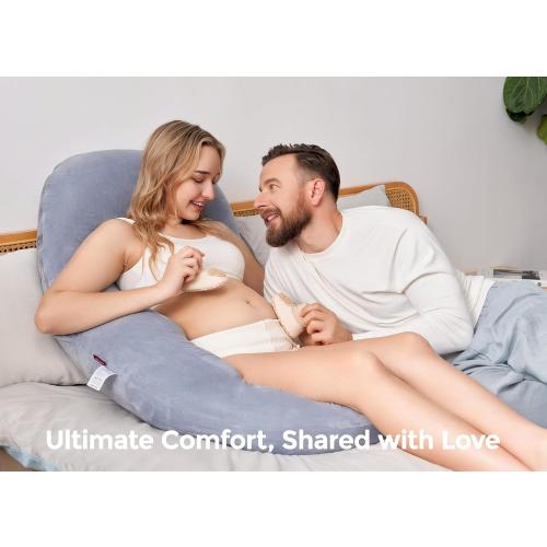 Momcozy Pregnancy Pillow for Sleeping, Dreamlign U Pro Maternity Pillow with Adjustable Leg Pillow, Removable Cover - Support for Back, Hip, Belly, Legs for Pregnant Women, 50-72 Inch Full Body Pillow