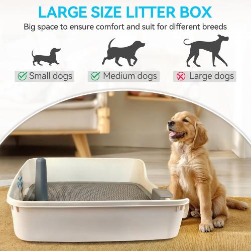 ALL FOR PAWS Dog Pee Pad Holder with Removable Post, 23.6 Indoor Dog Potty Training Tray, Puppy Toilet Litter Box for Small to Medium Sized Dogs