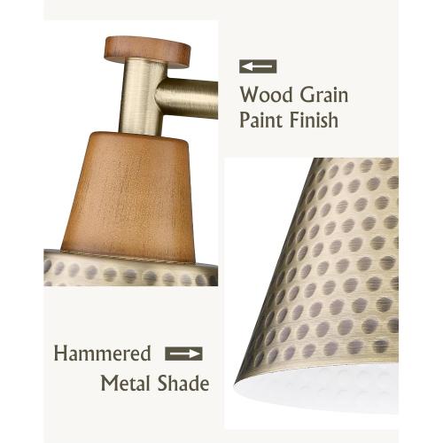 FEMILA Antique Brass Bathroom Vanity Light, 3-Lights Industrial Modern Wall Sconce Bathroom Lighting, Hammered Metal Shade Finish, 4FG59B-3W BG