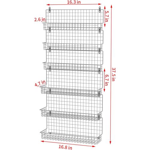 Size 6 tier Color Silver Spice Rack Organizer 6-Tier Wall Mounted & Over the Door Spice Racks for Kitchen Pantry Bathroom,Two Size, Large Capacity, Silver