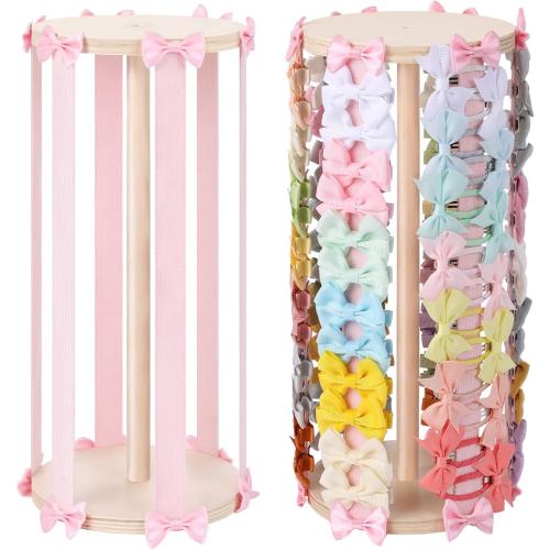 POVETIRE Hair Bow Holder for Girls, Pink Hair Clip Organizer, Hairbow Organizers Rack Display Decors Baby Nursery Toddler Girls Room