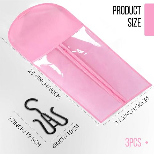 3PCS Hair Extension Holder Dust-proof Bags with Hanger Portable Storage for Multiple Wigs Holder Stand with Transparent Zip Up Closure