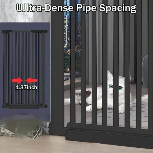 51.18 Inch Extra Tall Pet Gate, 29.5-43 Adjustable Wide Auto Close Dog Gates, Pressure Mounted Walk Through Tall Cat Gate for Doorways,Hallway,Stairs（Black）