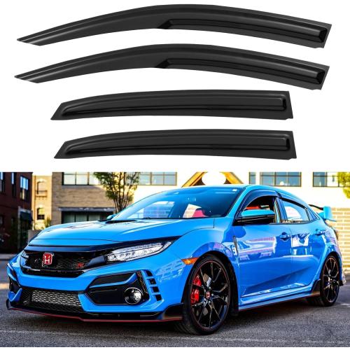 Window Visors Rain Guards Shield for 2016-2021 Honda Civic Hatchback, Out-Channel Window Vent Wind Deflectors Visors Shades for 16-21 Civic (Not for Sedan