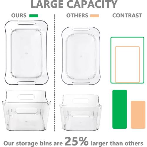 Tiawudi 12 Pack Plastic Storage Bins, Multi-Use Organizer Bins, Pantry Organizer, Clear Storage Containers for Home, Kitchen, Office, Cabinet, Shelf and Fridge Organization