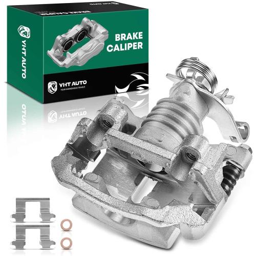 Silver YHTAUTO Rear Driver Side Disc Brake Calipers with Bracket Replacement for Malibu 2004-2012, Cobalt 2005-2008, G6 2005-2010, HHR 2008-2010, Ion 2004-2007, Pursuit 2006, Aura, G5, Caliper Assembly