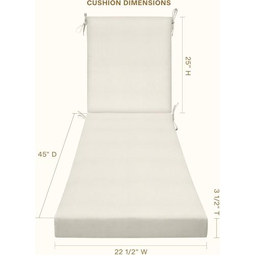 Honeycomb Outdoor Chaise, 22.5 W x 70 L, Textured Solid Bone Patio Cushion