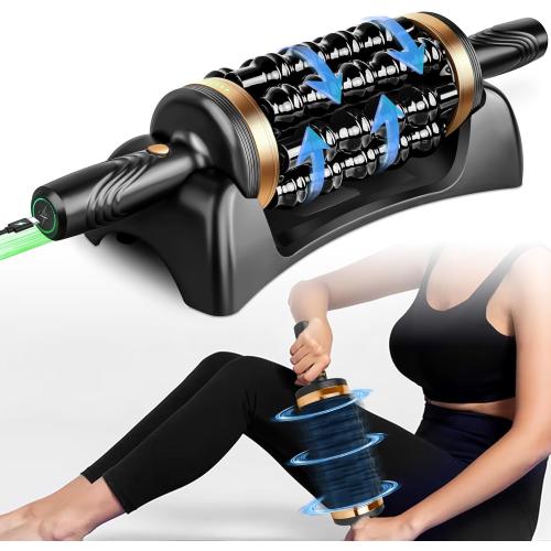 Rolling Percussive Massager, Roller Massager 5 Levels of Intensity Adjustable, Neck Masseur for Pain Relief Deep Tissue and Relax Muscles, Body Masseur is Suitable for Legs, Neck, Shoulders and Back