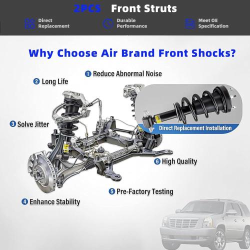 Generic 19353951 580-435 2Pcs Front Struts Shock Absorber Assembly w/Magnetic with Electronic Suspension Compatible with 2007-2014 Cadillac Escalade Chevy Tahoe Suburban Gmc Yukon Sierra 1500