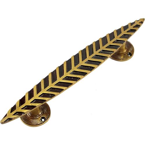 Size 1.75x 1.6 x 12 eSplanade Brass Designer Handle | Home Decor | Door Decor | Brass Door Pulls (Leaf)