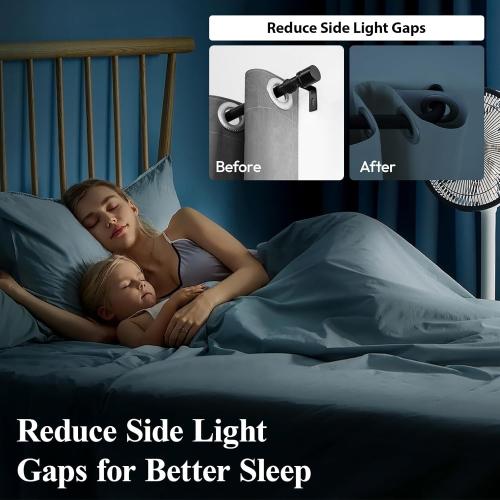 Wrap Around Black Curtain Rod for Windows 48-84 Inch, 1 Inch Heavy Duty Blackout Curtain Rod 34-95 Inches, Adjustable Curved Metal Drapery Rod, Matte Black