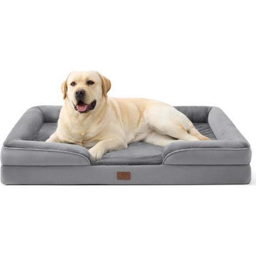 Bedsure Jumbo Orthopedic Dog Bed for Extra Large Dogs - Washable XLarge Dog Cat Bed Waterproof, Comfort Dogs Couch Sofa with Washable Removable Cover, Pet Bed with Nonskid Bottom, Grey, 45
