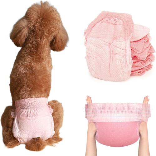 10Pcs Dog Diapers Female,Disposable Pull Up Stretchy Waist Wraps for Female Puppy Dogs in Heat Period, Strong Absorbency | Leak Proof | Elderly | Doggie Training Incontinence S
