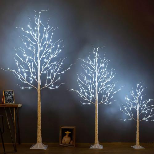 Lighted Birch Tree, 8ft 136LED Birch Tree Lights,Large Artificial Twig Tree Light 9Modes Timer for Indoor Outdoor Thanksgiving Tree Christmas Home Party Wedding Decor,Warm & Cool White