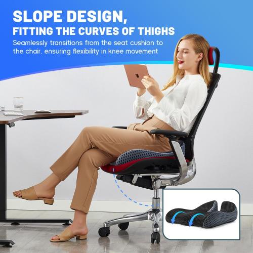 Raised Tail & Wide U-Shaped Memory Foam Seat Cushion for Hemorrhoid/Hip/Coccyx Pain Relief During Long Sitting/Driving - Seat Cushion for Office Chair,Car Seat,Wheelchair(Mesh Cover,Black)