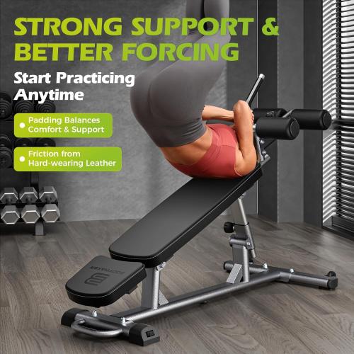 Semi-Commercial Sit-Up Bench with Reverse Crunch Handle for Ab & Core Workout and Decline Bench Press, Adjustable Weight Bench Press Set with 4 Adjustable Heights for Home Gym Strength Training