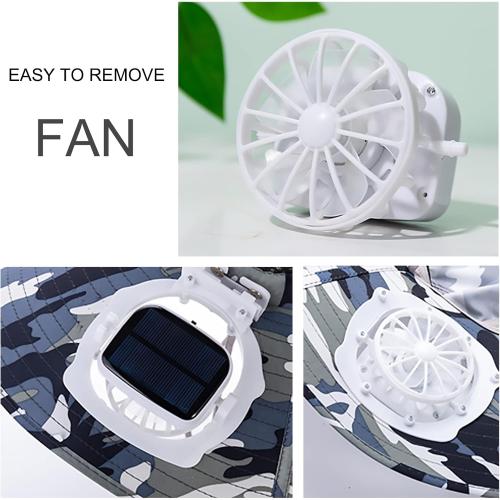 Mens Sun Hat with 2 Fan, Summer Cooling Wide Brim Bucket Hat, Beach Hat Garden Hat, Solar   USB Dual Power Supply