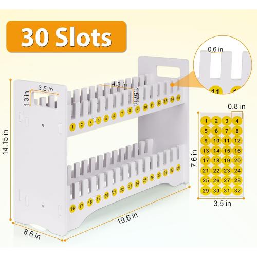 Cell Phone Holder Classroom Cell Phone Storage 2-Tier Multiple Cell Phone Stand Rack with 1-30 Number Stickers PVC Board Mobile Phone Holder Desktop Organizer for Classroom Office (30 Slots)