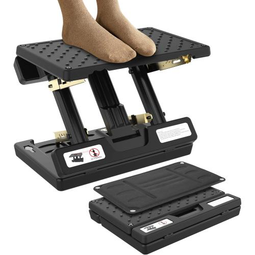 Footrest for Under Desk at Work,Height Adjustable Footrest with Massage Roller and Soft Pad,Foldable, Ergonomic fits Office,Home,Travel,Gaming,Sturdy Metal Frame,All-Season Use(Black)