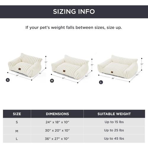 Bedsure Cute Cat Couch for Pets - Fluffy Cat beds with Premium Soft Corduroy Fleece, Fuzzy Cats beds for Indoor Cats with Removable Washable Cover, Supportive Pet Sofa, Cream