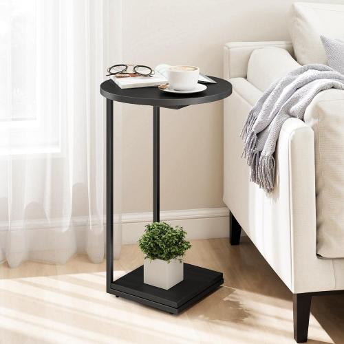 DCLRN Small End Table,c Table End Table for Sofa,Round Coffee Table is Suitable for Living Room and Bedroom.(Black)