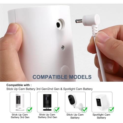 Power Adapter Charger Cord Compatible with Ring Stick Up Cam Battery/Plug-in 3rd Gen/2nd Gen & Ring Pan Tilt Stick Up Camera, Indoor/Outdoor Weatherproof Power Cord (4m/13.1ft) White