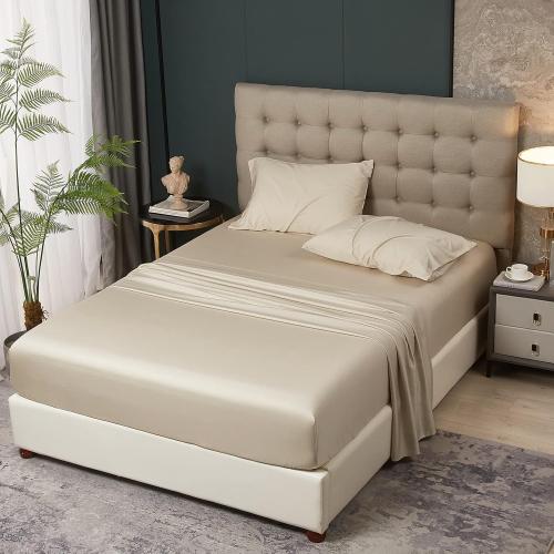 HYPREST Beige Sheets Queen- Rayon Derived from Bamboo，Silk Soft Breathable Luxury Cooling No Sweat, Extra Deep Pocket Queen Fits 18-24 Thick Mattress