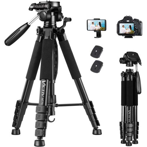 VICTIV 74” Camera Tripod, Tripod for Camera and Phone, Aluminum Professional Tripod Stand for Canon Nikon with Carry Bag and Phone Holder, Compatible with DSLR, iPhone, Spotting Scopes, Max Load 9.5Lb