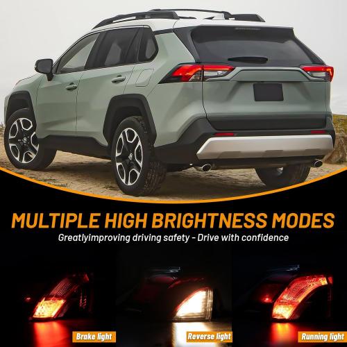 LED Tail Lights Taillights Assembly for 2019-2021 Toyota RAV4 Outer Left, Red Rear Brake Signal Plate Tail Lamp Replacement With Bulb and Harness 2020 19 20 21, Outer Left Driver Side