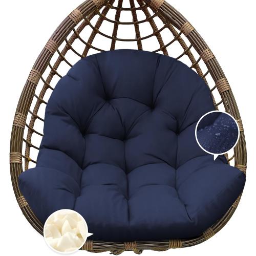 Egg Chair Cushion Replacement, Waterproof Outdoor Hanging Egg Swing Chair Cushions Pads, U-Shaped Thickened Cushions for Hanging Eggs Chair with Ties, 47x33x7 Inches (Blue)