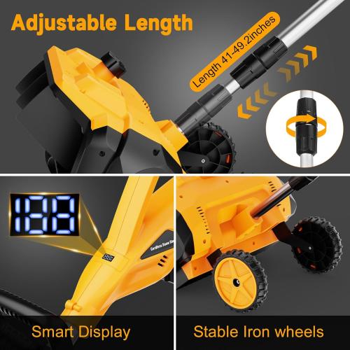 17-Inch Cordless Snow Shovel with Wheels, 9000mAh Brushless Electric Snow Blower Battery Powered, 26Ft Snow Thrower Distance&Adjustable Plate, Snow Removal for Driveway Deck Sidewalks