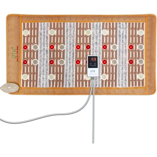 UTK Heating Pad,660nm Photon Light,Amethyst,Tourmaline and Jade Gemstone,Far Infrared Heat Pad,Adjustable Timer & Temperature(Pro21''x 39'')