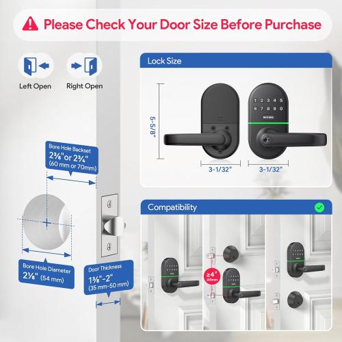 Keypad Door Lock with Handle: Keyless Entry Smart Lock for Front Door, NICE DIGI Electronic Digital Door Lock, Easy Installation