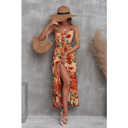 BROVAVE Women's 2025 Summer Casual Boho Sundress Polka Dot Spaghetti Strap V Neck Flowy Midi Dresses (SIZE SMALL)