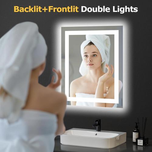 24X30 LED Bathroom Mirror with Lights, Anti-Fog, Dimmable, Backlit   Front Lit, Smart Bathroom Vanity Mirror, Memory Function, Shatterproof, Tempered Glass (Horizontal/Vertical)