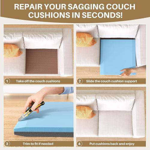 Couch Cushion Support for Sagging Cushions 20''x20'', Two in One Sofa Cushion Support to Repair Sagging Seats, Lift Saggy Seats, Extend Couch's Life, Blue & Grey 1PC