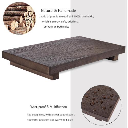 zoocatia Small Wood Tray Pedestal Stand Farmhouse Bathroom Decor Decorative Wooden Riser Kitchen Soap Dish Holder for Vanity, Counter, Sink, Large 11.8 x 7 - Walnut